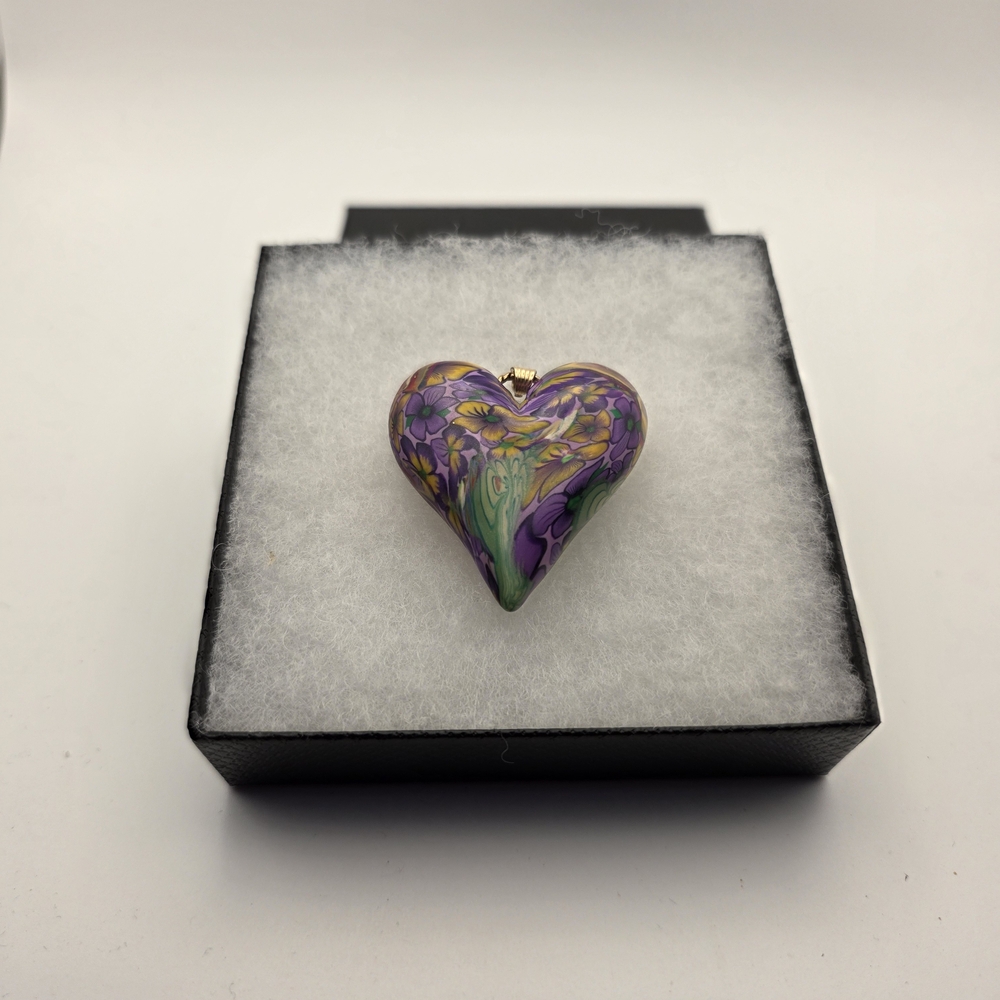 Polymer Clay Heart, Clasp is 1/20 14k Colorful Pendant - Picture 11 of 11